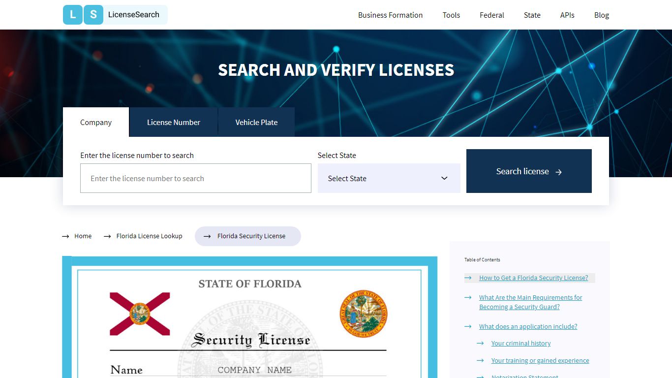 Florida Security License | License Search